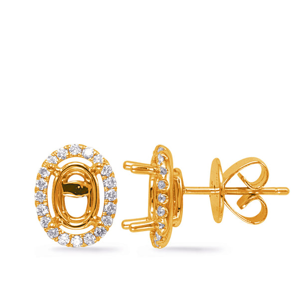 Yellow Gold Diamond Stud Earring - E8015-8X6MOVYG