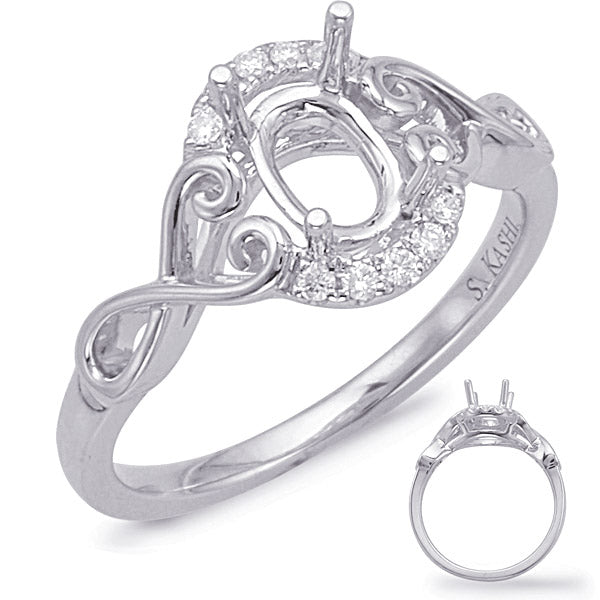 White Gold Halo Engagement Ring - EN8012-5X3MWG