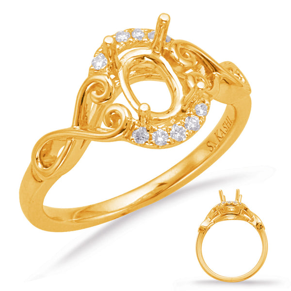 Yellow Gold Halo Engagement Ring - EN8012-6X4MYG