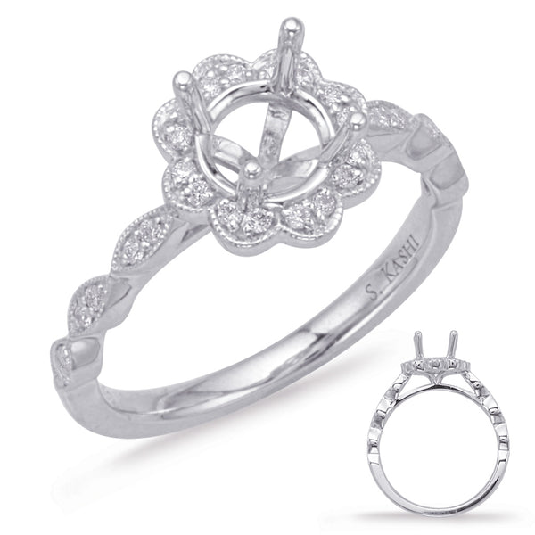 White Gold Halo Engagement Ring - EN8038-25WG