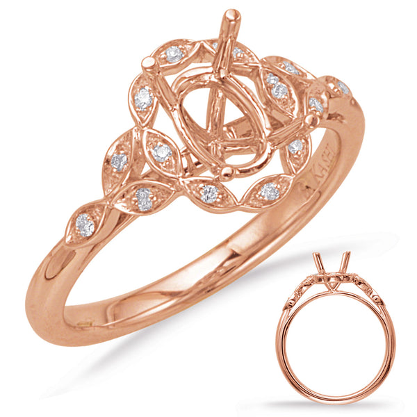 Rose Gold Halo Engagement Ring - EN8066-5X3MRG