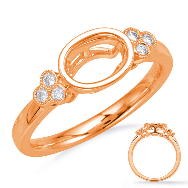 Rose Gold Bezel Head Engagement Ring - EN8125-5X3MRG