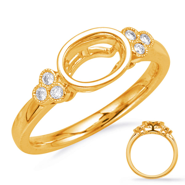 Yellow Gold Bezel Head Engagement Ring - EN8125-6X4MYG