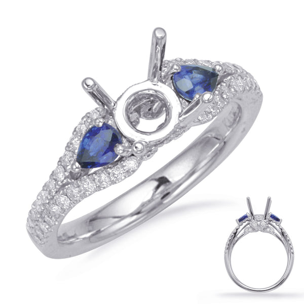 White Gold Sapphire & Diamond Ring - EN8127-1SWG