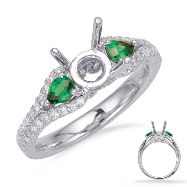 White Gold Emerald & Diamond Ring - EN8127-75EWG