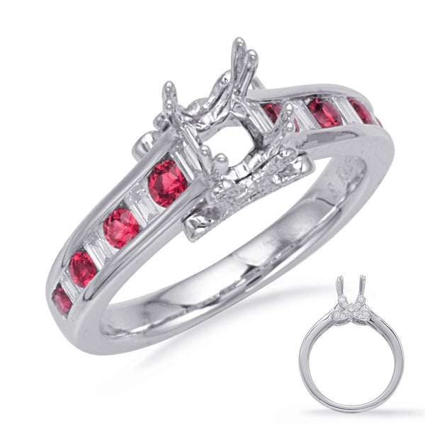 White Gold Engagement Ruby & Diamond Ring - EN8128-75RWG