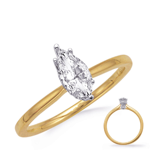 Yellow & White Gold Diamond Engagement - EN8344-7X3.5MYW
