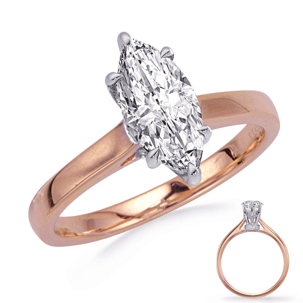 Rose & White Gold Engagement Ring - EN8363-7X3.5RW