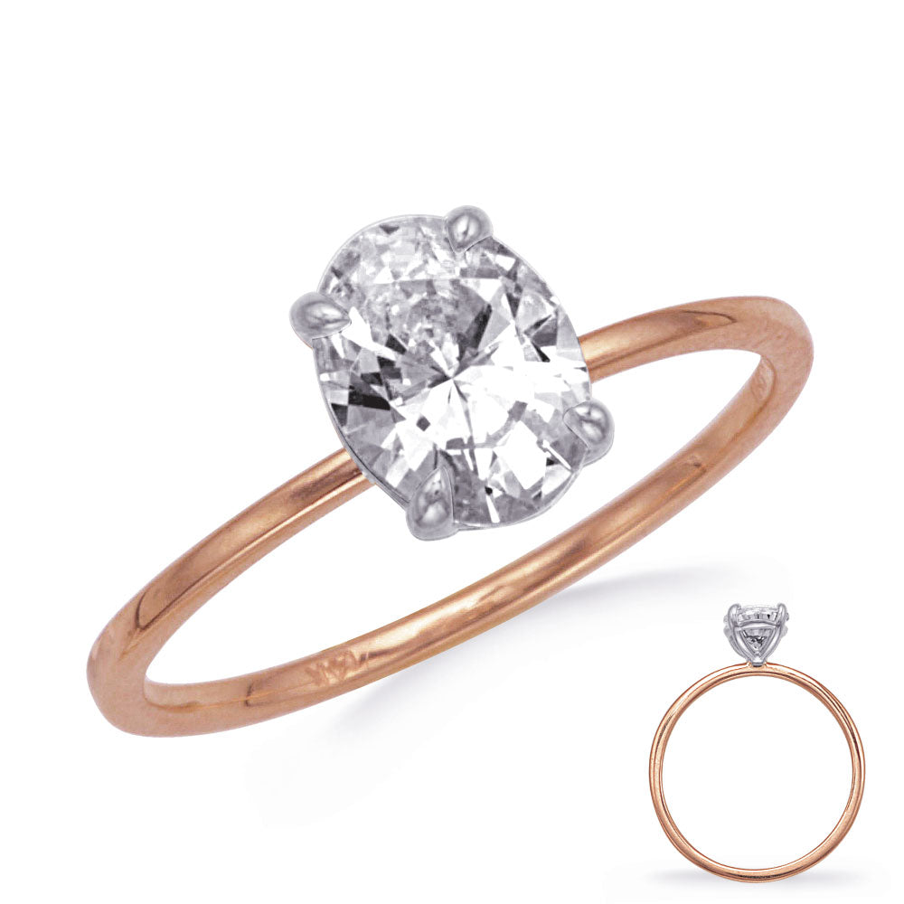 Rose & White  Gold Engagement Ring 8x6 - EN8384-8X6MOVRW