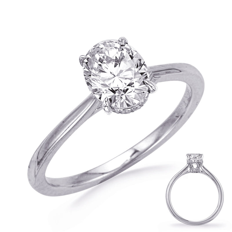 White Gold Engagement Ring - EN8389-6X4OVWG