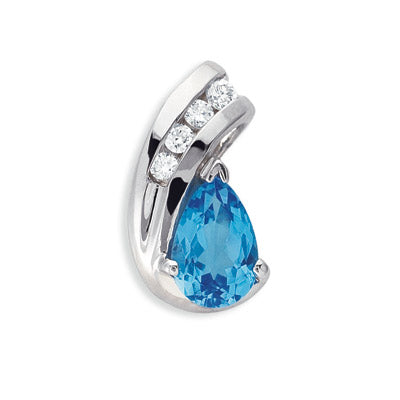 Blue Topaz & Diamond Pendant - P2549-BTWG