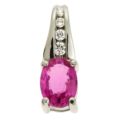 Pink Sapphire & Diamond Pendant - P2554-SPWG