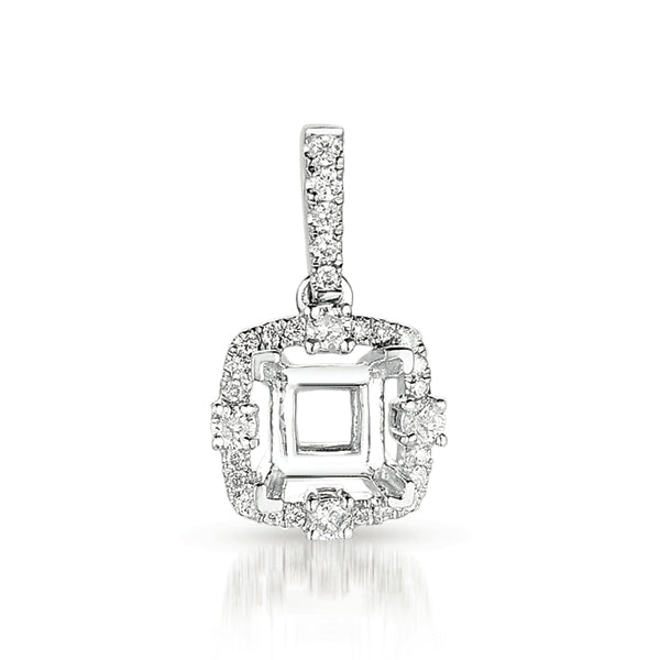 Diamond Pendant For 1ct Princess Center - P3196-1WG