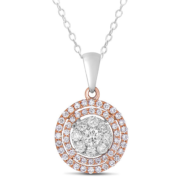 White & Rose Gold Diamond Pendant - P3206RW