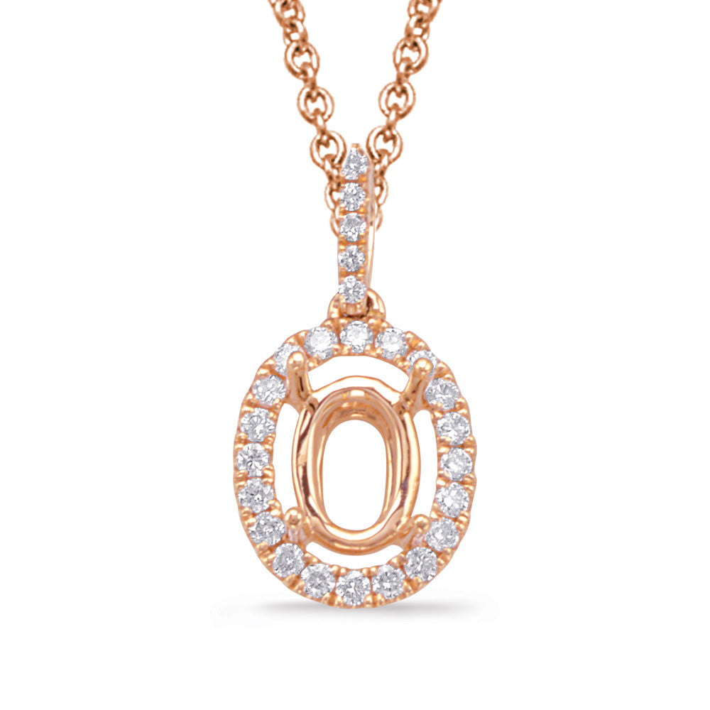 Rose Gold Diamond Pendant For Oval - P3231-10X8MRG