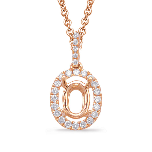 Rose Gold Diamond Pendant For Oval - P3231-10X8MRG