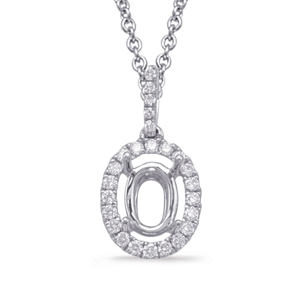 White Gold Diamond Pendant For Oval - P3231-10X8MWG
