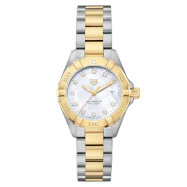 Tag heuer aquaracer gold plated clearance and stainless steel ladies watch
