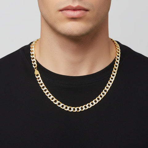 14Kt Hollow Pave Curb/Cuban Chain