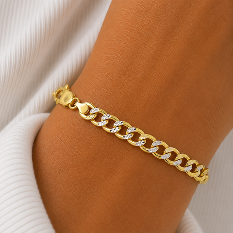 10Kt Hollow Pave Curb/Cuban Bracelet