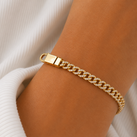 10Kt Hollow Pave Franco Bracelet