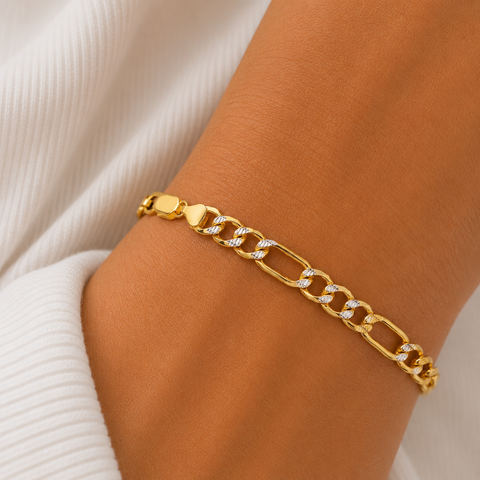 10Kt Pave Figaro Bracelet