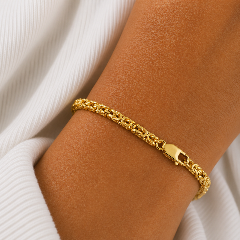14Kt Hollow Byzantine/Kingslink Bracelets