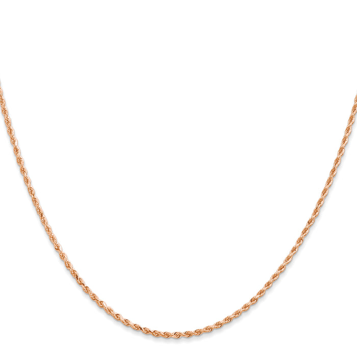 14k Rose Gold 1.50mm D/C Rope with Lobster Clasp Chain-012R-20