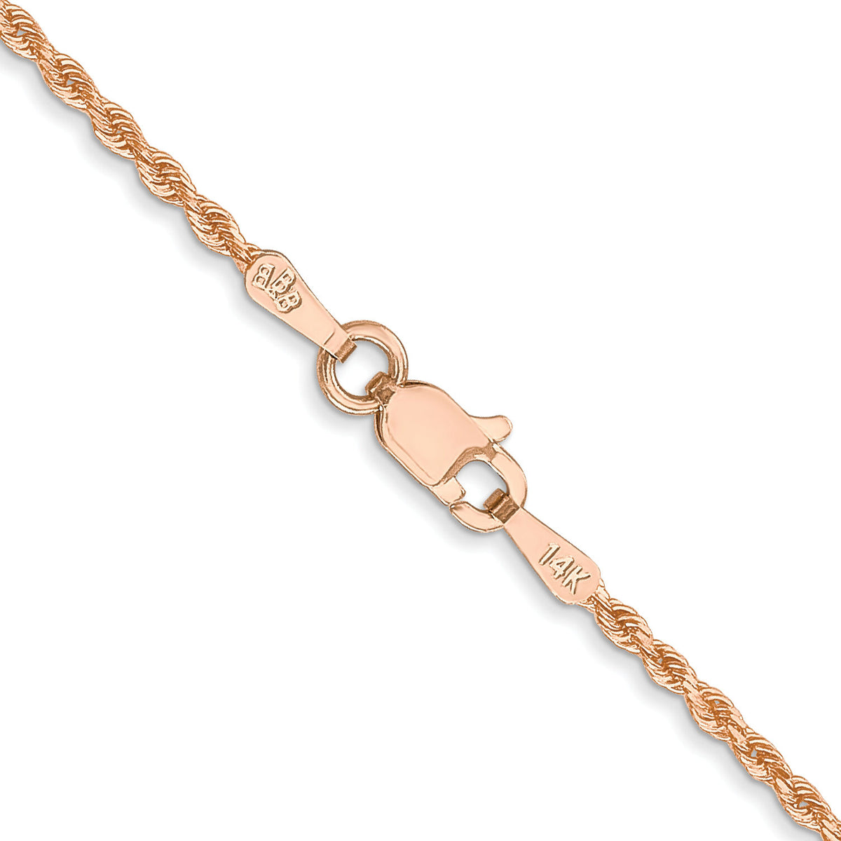 14k Rose Gold 1.50mm D/C Rope with Lobster Clasp Chain-012R-14