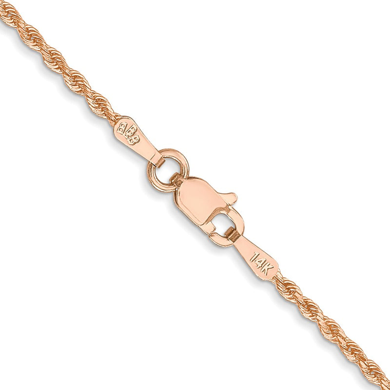 14K Rose Gold 14 inch 1.5mm Diamond-cut Rope with Lobster Clasp Chain-012R-14