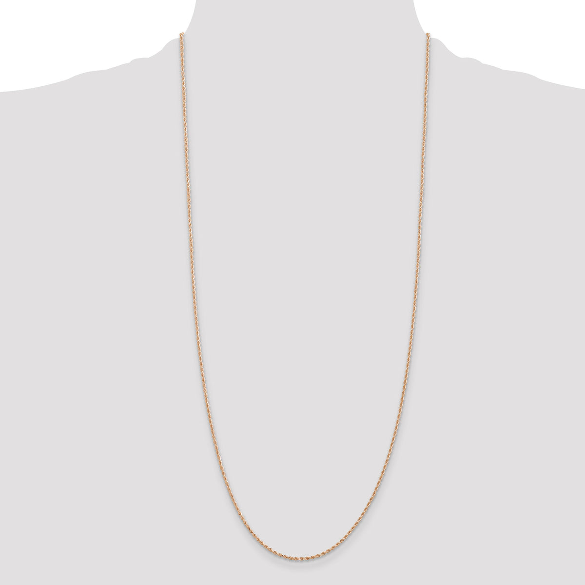 14k Rose Gold 1.50mm D/C Rope with Lobster Clasp Chain-012R-30