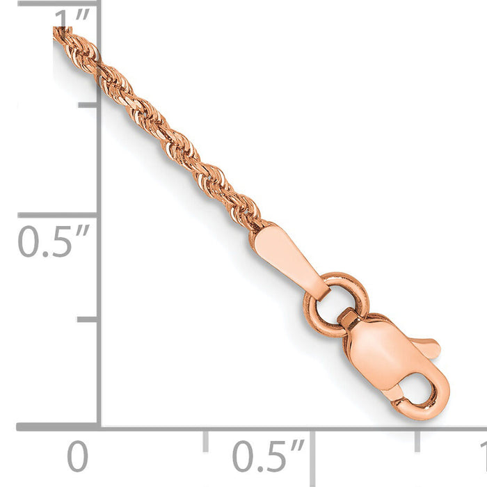 14k Rose Gold 1.50mm D/C Rope with Lobster Clasp Chain-012R-7