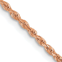 14k Rose Gold 1.50mm D/C Rope with Lobster Clasp Chain-012R-14