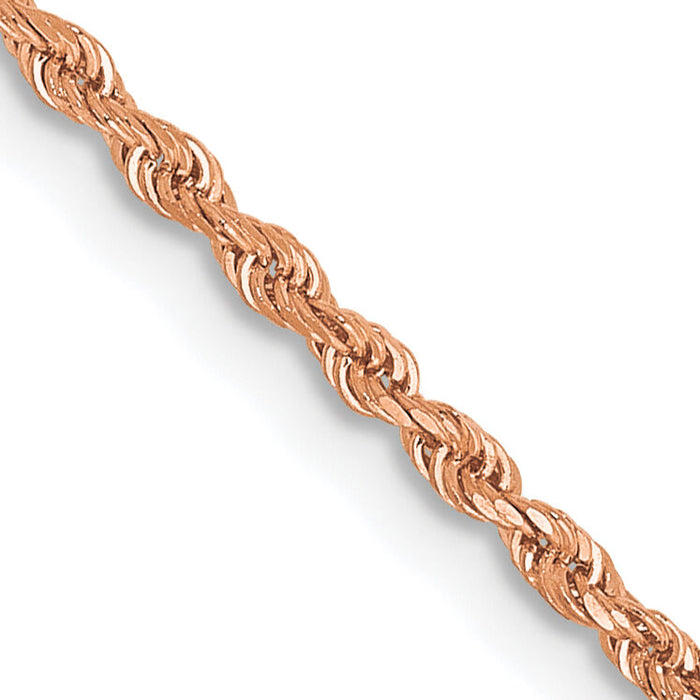 14k Rose Gold 1.50mm D/C Rope with Lobster Clasp Chain-012R-30