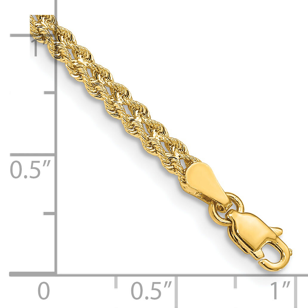 14k 3.0mm Wide Double Strand Rope Bracelet-012S2-8