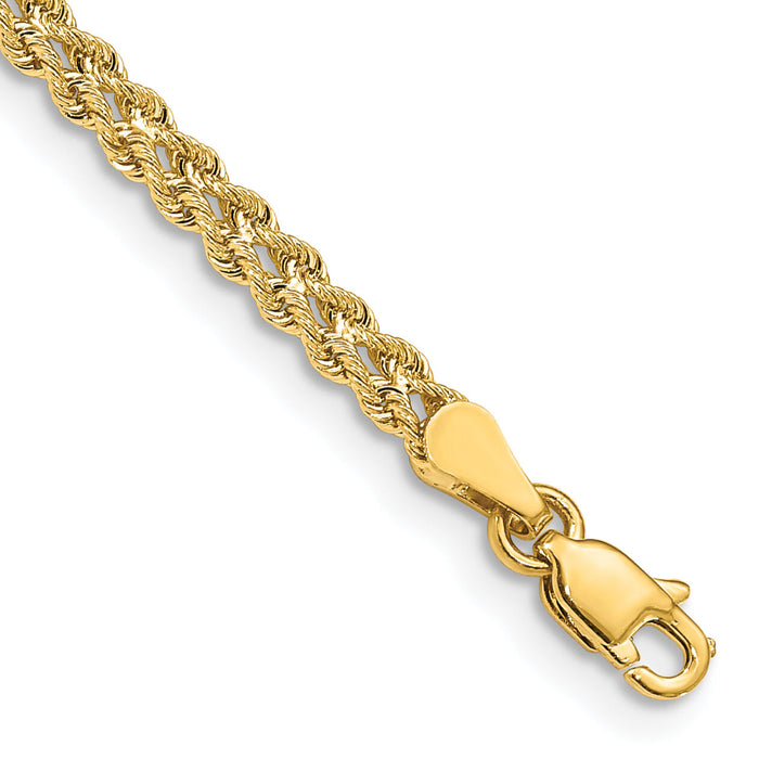 14k 3.0mm Wide Double Strand Rope Bracelet-012S2-6