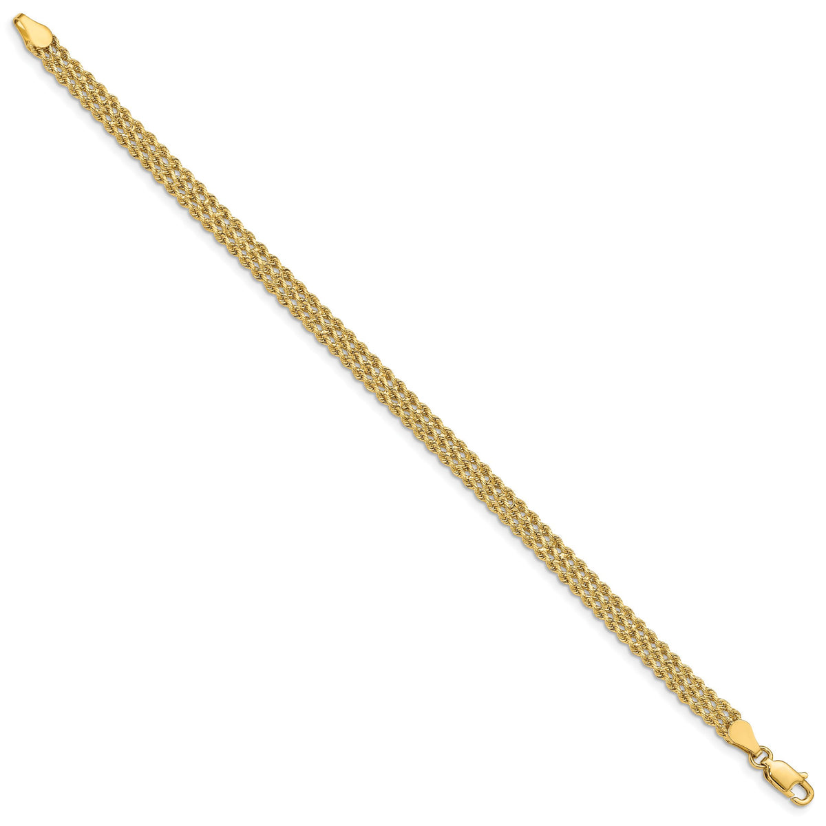 14k 4.5mm Wide Triple Strand Rope Bracelet-012S3-8