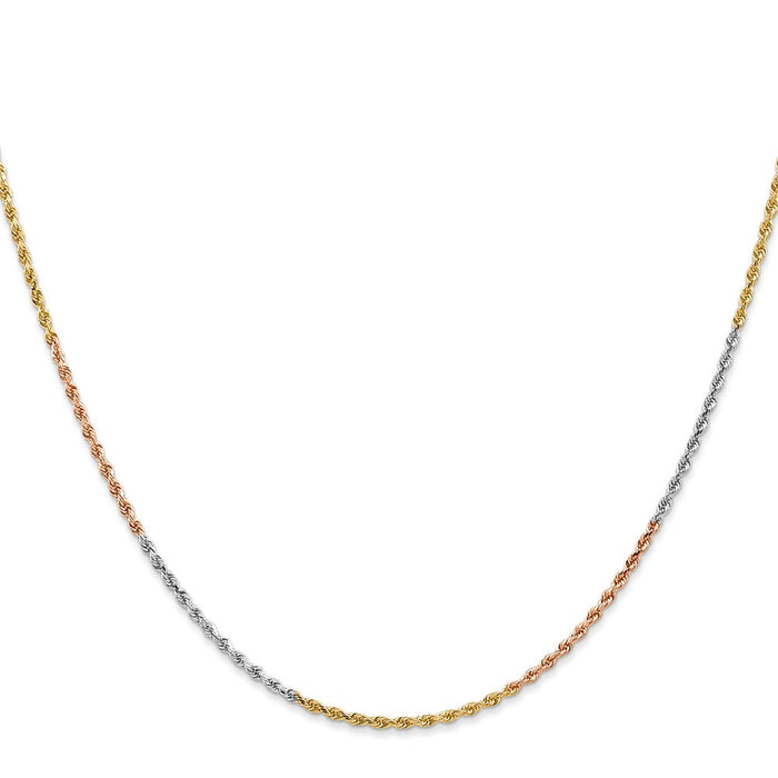 14K Tri-colored 16 inch 1.5mm Diamond-cut Rope with Lobster Clasp Chain-012TC-16