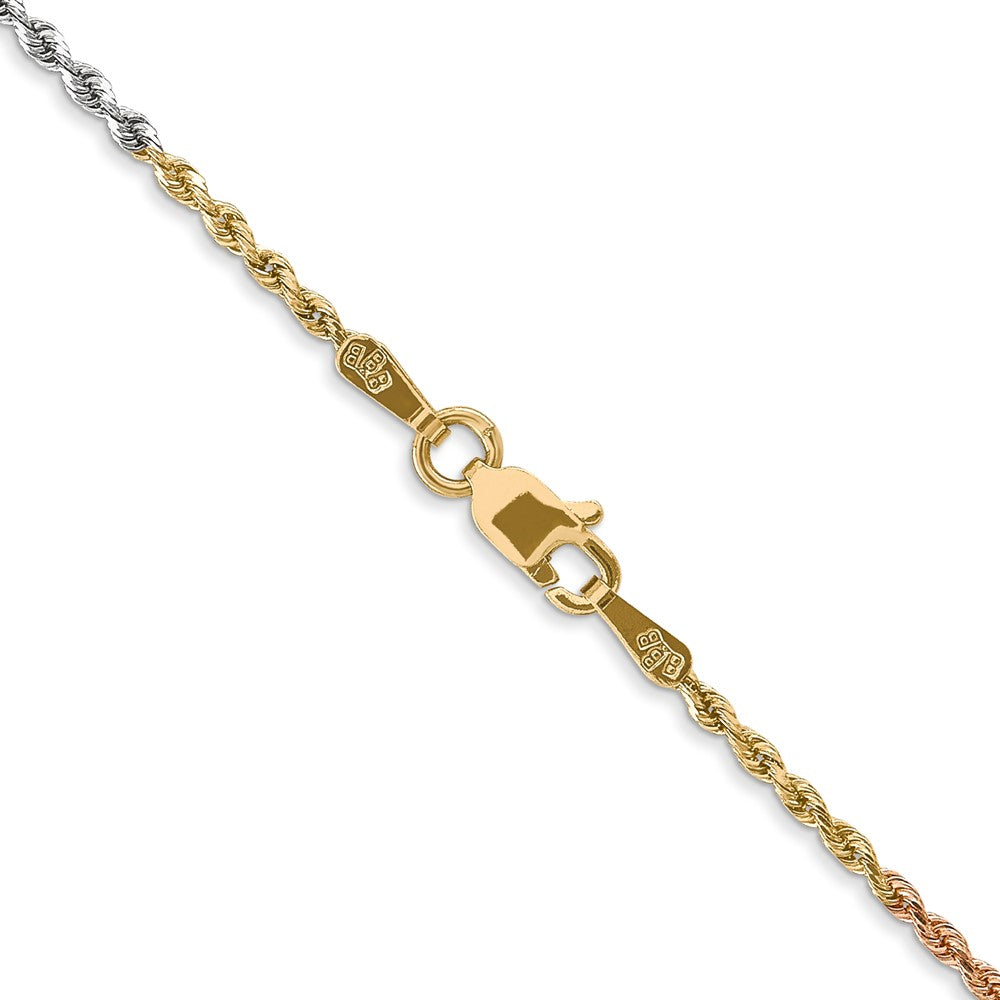 14K Tri-colored 16 inch 1.5mm Diamond-cut Rope with Lobster Clasp Chain-012TC-16