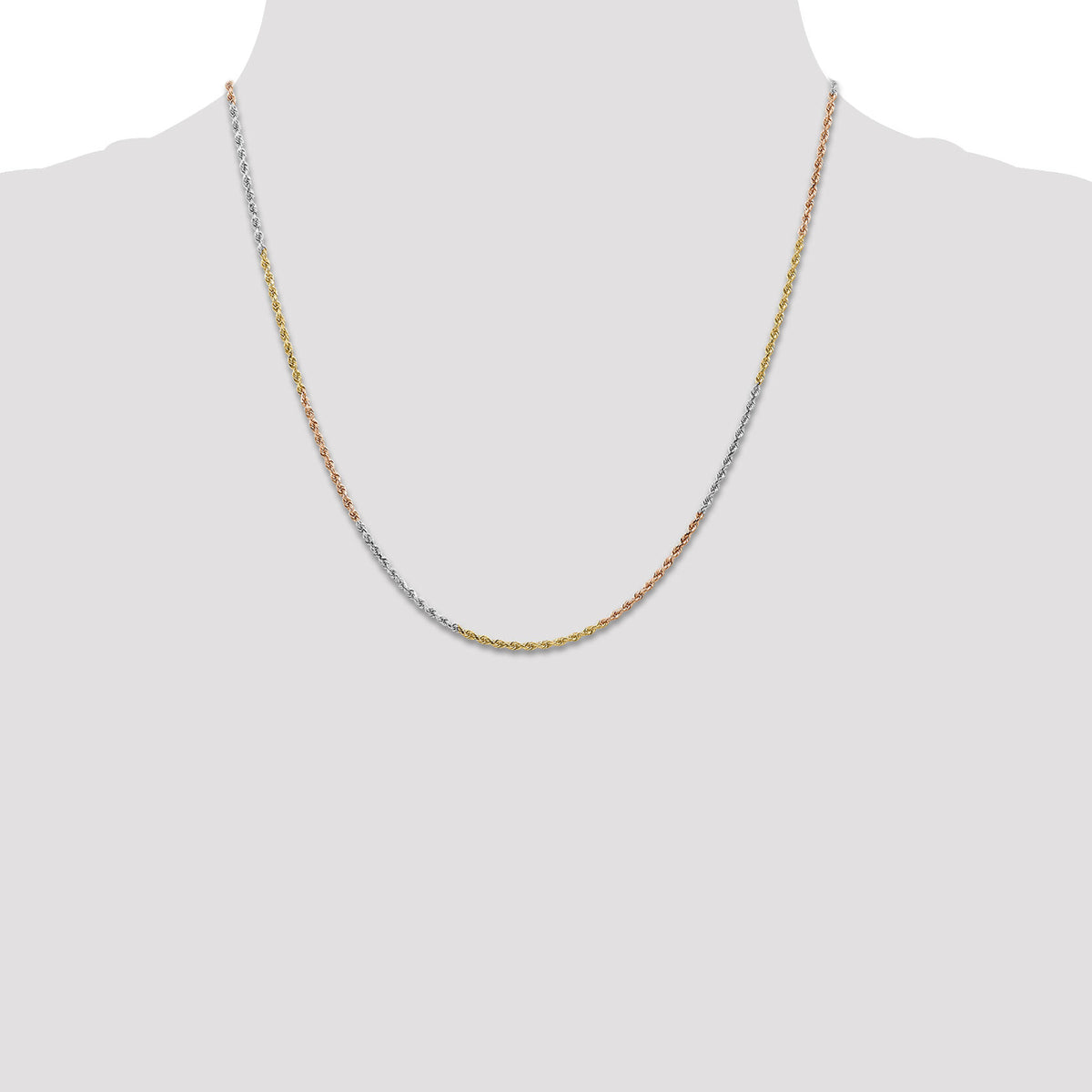 14k Tri-Color 1.5mm D/C Rope Chain-012TC-20