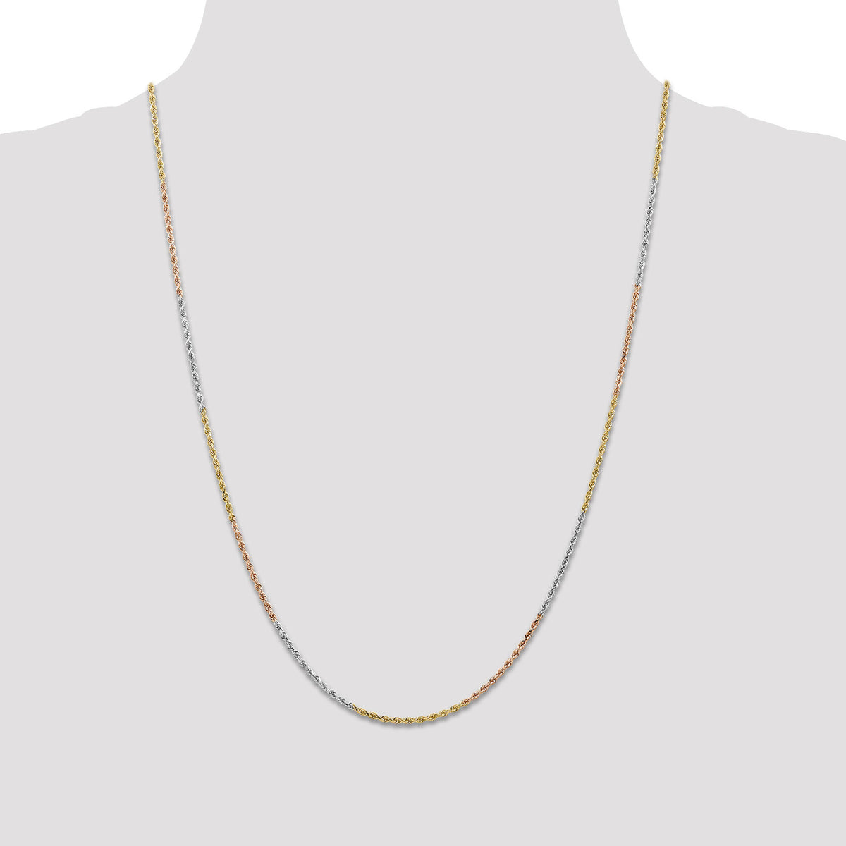 14k Tri-Color 1.5mm D/C Rope Chain-012TC-24
