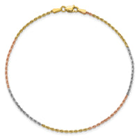 14k Tri-Color 1.5mm D/C Rope Chain-012TC-7