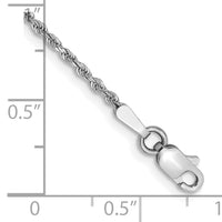 14k White Gold 1.5mm Diamond-cut Rope Chain Anklet-012W-9