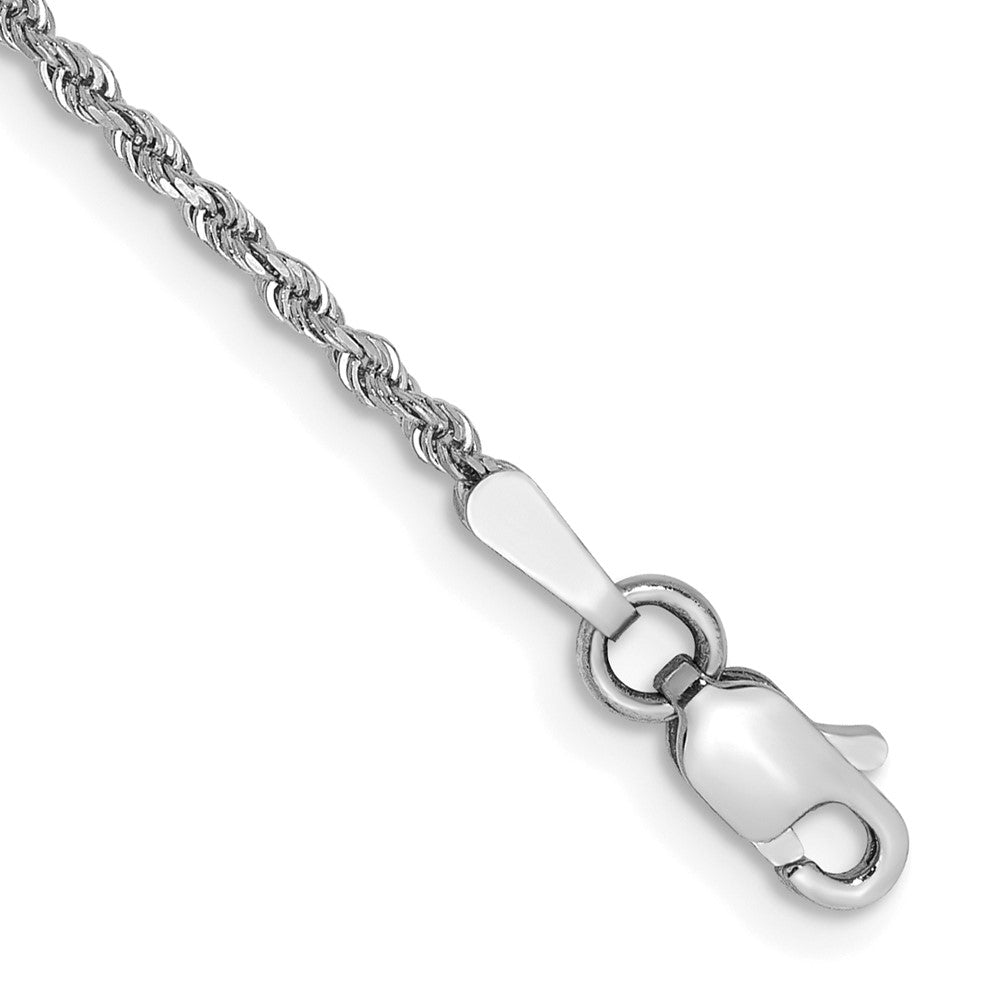14K White Gold 9 inch 1.5mm Diamond-cut Rope with Lobster Clasp Anklet-012W-9