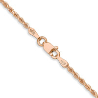 14K Rose Gold 16 inch 1.75mm Diamond-cut Rope with Lobster Clasp Chain-014R-16