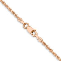 14k Rose Gold 1.75mm D/C Rope with Lobster Clasp Chain-014R-24
