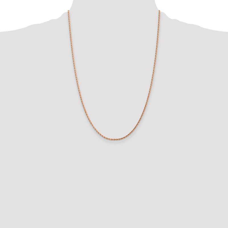 14K Rose Gold 24 inch 1.75mm Diamond-cut Rope with Lobster Clasp Chain-014R-24