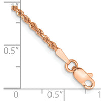 14k Rose Gold 1.75mm D/C Rope with Lobster Clasp Chain-014R-7