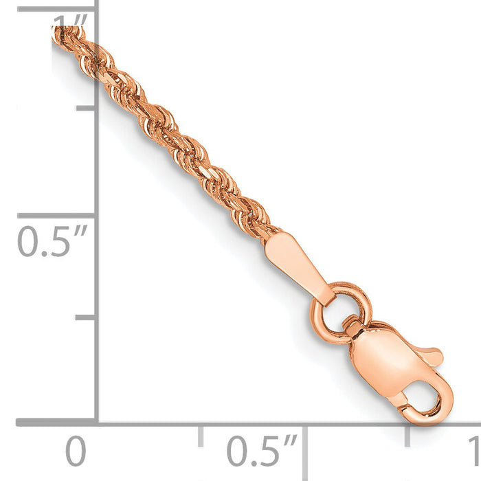 14k Rose Gold 1.75mm D/C Rope with Lobster Clasp Chain-014R-7