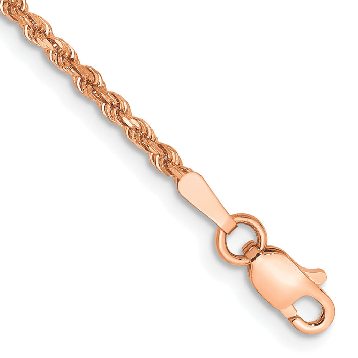 14k Rose Gold 1.75mm D/C Rope with Lobster Clasp Chain-014R-8
